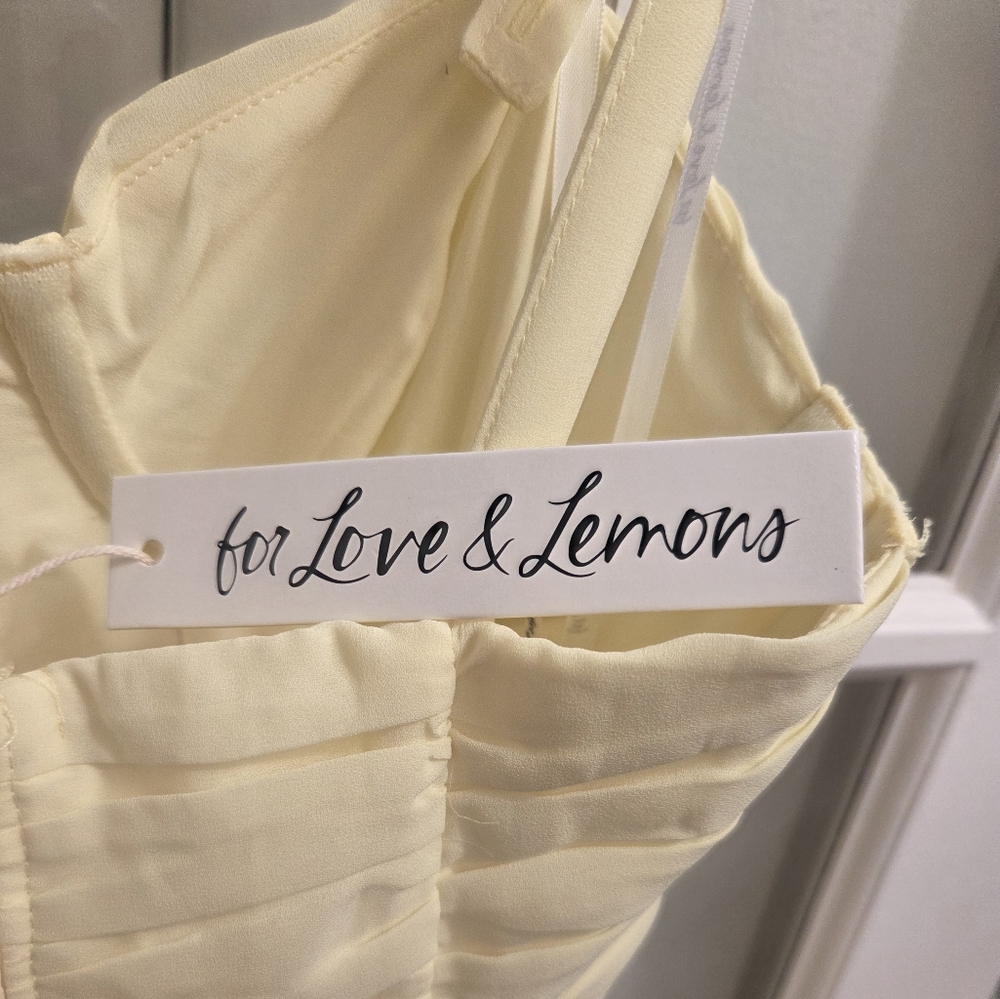 For Love & Lemons Bustier Baby Yellow High-low Ruffle Gown W/Spaghetti Straps - Picture 2 of 8